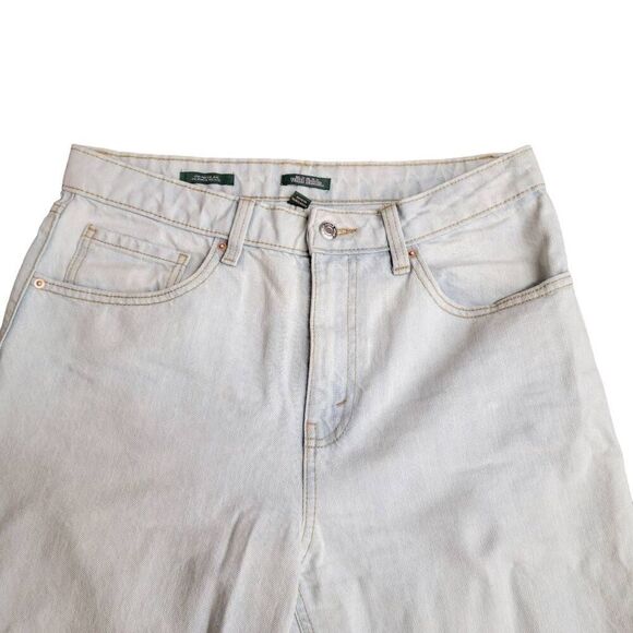 High Rise Dad Jean Recycled Cotton Lightest Wash Ripped Blue Jeans Designer - Picture 4 of 11